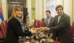 21 January 2016 Foreign Affairs Committee Chairperson Aleksandra Djurovic and the Ambassador of the Islamic Republic of Iran to Serbia Majid Fahim Pour